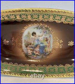 VTG Victorian German Bavarian Hand Painted Porcelain Serving Tray Gilt Signed