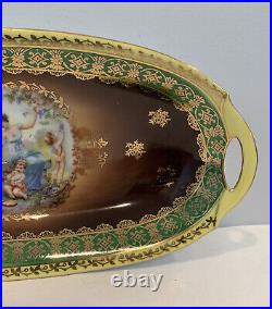 VTG Victorian German Bavarian Hand Painted Porcelain Serving Tray Gilt Signed