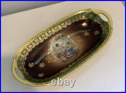 VTG Victorian German Bavarian Hand Painted Porcelain Serving Tray Gilt Signed