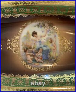 VTG Victorian German Bavarian Hand Painted Porcelain Serving Tray Gilt Signed