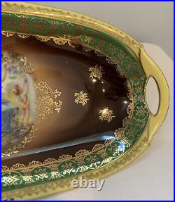 VTG Victorian German Bavarian Hand Painted Porcelain Serving Tray Gilt Signed