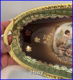 VTG Victorian German Bavarian Hand Painted Porcelain Serving Tray Gilt Signed