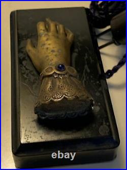 V. Rare Antique Victorian Electric Hand Butler / Servant Bell Push Button Call
