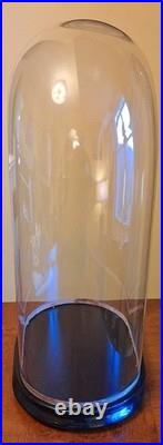 Very Large Antique Victorian Hand Blown Glass Dome With Ebonised Base H47cms VGC