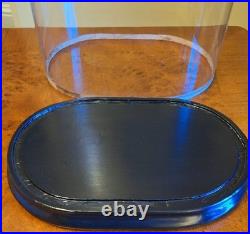 Very Large Antique Victorian Hand Blown Glass Dome With Ebonised Base H47cms VGC