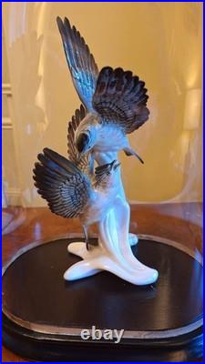 Very Large Antique Victorian Hand Blown Glass Dome With Ebonised Base H47cms VGC