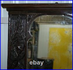 Very Rare 16th Century Gothic Tracery Decoration Wall Mirror Hand Carved Super