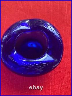 Very Rare Cigar Hand Chiseled Blown Cobalt Blue Ashtray Old Victorian Style