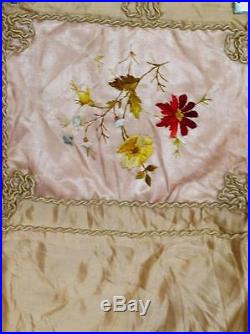 Very Rare French Antique Silk Hand Embroidered Victorian Book Cover 9 X 15