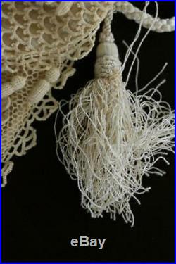 Very Rare French Antique Silk Hand Made Cotton Lace Victorian Purse 8 X 8