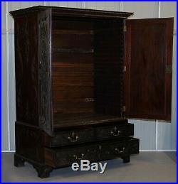 Very Rare Hand Carved Edward & Roberts Circa 1880 Armoire Wardrobe With Drawers