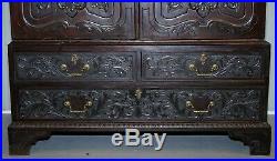 Very Rare Hand Carved Edward & Roberts Circa 1880 Armoire Wardrobe With Drawers