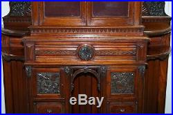 Very Rare Hand Carved Walnut Victorian Cabinet With Drawers Cupboards 188cm Tall