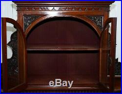 Very Rare Hand Carved Walnut Victorian Cabinet With Drawers Cupboards 188cm Tall
