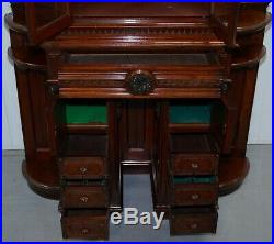 Very Rare Hand Carved Walnut Victorian Cabinet With Drawers Cupboards 188cm Tall