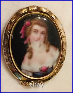 Victorian14k Miniature Portrait Frame Brooch Cameo Pendant Antique Restore
