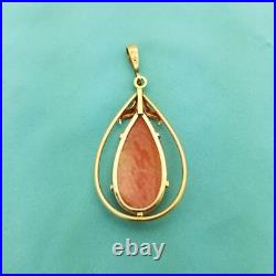 Victorian 10K Gold Hand Carved Cameo Pendant-1900-Antique-Teardrop-Lavalier
