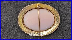 Victorian 10k Gold Classical Motif Hand-Carved Shell Cameo Brooch 2 Tone Gold