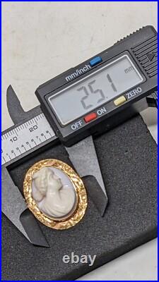 Victorian 10k Gold Classical Motif Hand-Carved Shell Cameo Brooch 2 Tone Gold