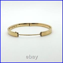 Victorian 12k Gold Filled Hand Etched Floral Flower Bangle Bracelet Hinged 7in