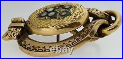 Victorian 14K Gold Engraved and Seed Pearls SetBuckle BroochWatch Fob+Pendant