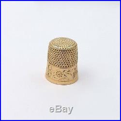 Victorian 14K Gold Hand Engraved Sewing Thimble SIZE 7