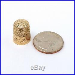Victorian 14K Gold Hand Engraved Sewing Thimble SIZE 7