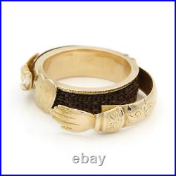 Victorian 14K Yellow Gold Holding Hands Hidden Hair Mourning Ring #J84768-1