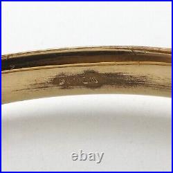 Victorian 14k Gold Filled Leaves Hand Etched Bangle Bracelet Hinged 7in