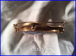 Victorian 14k Gold & Hand Painted Enamel Ladies Collar Brooch