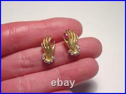 Victorian 14k Ruby Diamond Lady's Hand Pierced Earrings