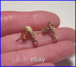 Victorian 14k Ruby Diamond Lady's Hand Pierced Earrings