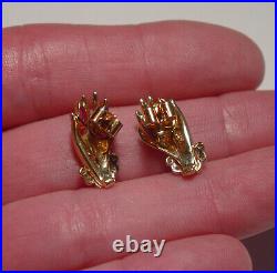 Victorian 14k Ruby Diamond Lady's Hand Pierced Earrings