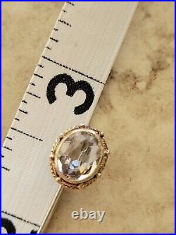 Victorian 14kt Yellow Gold Deep Hand Cut Bezel Set Citrine Ornate Stick Pin