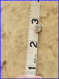 Victorian 14kt Yellow Gold Deep Hand Cut Bezel Set Citrine Ornate Stick Pin