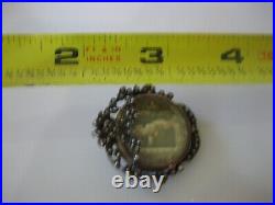 Victorian 1800's Sterling Silver Hand Painted Cherub Seed Pearls C Clasp Brooch