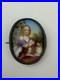 Victorian 1800's Sterling Silver Hand Painted Young Girl King Charles Dog Brooch