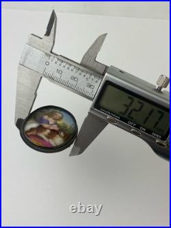 Victorian 1800's Sterling Silver Hand Painted Young Girl King Charles Dog Brooch