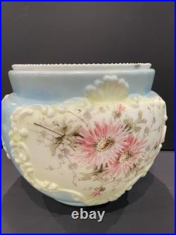 Victorian 1800s CF Monroe Wave Crest Large Biscuit Jar Hand Painted Floral
