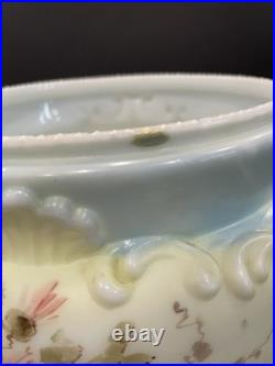 Victorian 1800s CF Monroe Wave Crest Large Biscuit Jar Hand Painted Floral