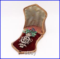 Victorian 1837 Mughal Tutti Frutti Brooch In 17Kt Gold With Carved Gemstones