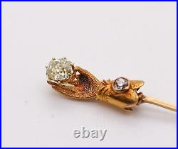 Victorian 1880 Hand Glove Stick Pin In 18Kt Gold With Rose Cut Diamonds
