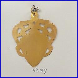 Victorian 18K Gold Hand Pierced Engravable Signet Shield Crest Charm Pendant