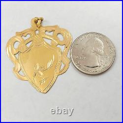 Victorian 18K Gold Hand Pierced Engravable Signet Shield Crest Charm Pendant