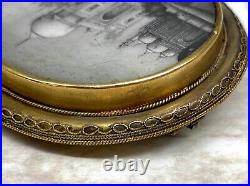 Victorian 18K HAND-PAINTED MINIATURE TAJ MAHAL Grand Tour Hair/Mourning Brooch