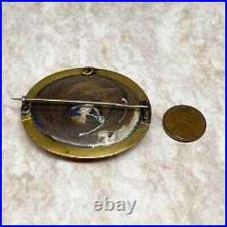 Victorian 18K HAND-PAINTED MINIATURE TAJ MAHAL Grand Tour Hair/Mourning Brooch