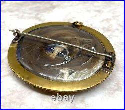 Victorian 18K HAND-PAINTED MINIATURE TAJ MAHAL Grand Tour Hair/Mourning Brooch