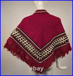 Victorian 19th C Hand Knit Cape W Ornate Tassel Trimmed Ties