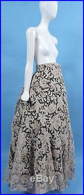 Victorian 19th C Hand Made Ecru Floral Needle Lace Skirt 4 Dress