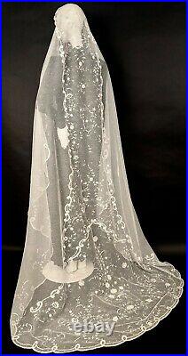 Victorian 19th C Hand Made Princess Lace Wedding Veil / Bridal